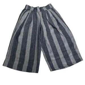 GAP White/Blue Striped Pleated Capri Palazzo Pants- 2